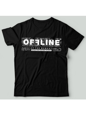 Bu Tshirt Offlıne' Temalı Ön Yüz Baskılı Street Wear Style Oversize Tişört