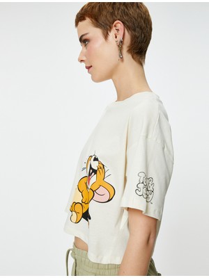 Koton Tom ve Jerry Tişört Crop Lisanslı Kısa Kollu Bisiklet Yaka Pamuklu