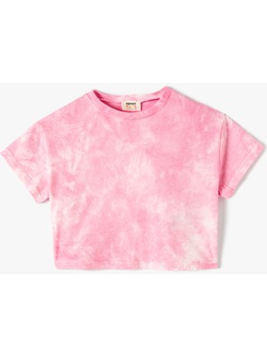 Koton Crop Tişört Batik Desenli Kısa Kollu Pamuklu