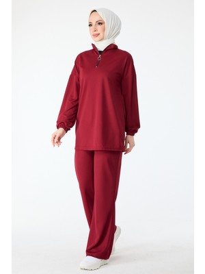 Tofisa 13074-Bordo Tunik Pantolon