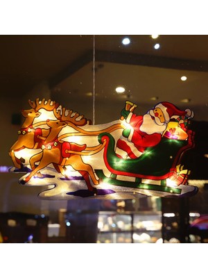 SD Works Window Decoration Lights Vantuzlu Yılbaşı Süsü Kızaklı Noel Baba