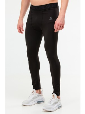 Speedlife Siyah Slim Fit Baskılı Pamuklu Yüksek Bel Erkek Tayt - XD0241