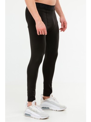 Speedlife Siyah Slim Fit Baskılı Pamuklu Yüksek Bel Erkek Tayt - XD0241