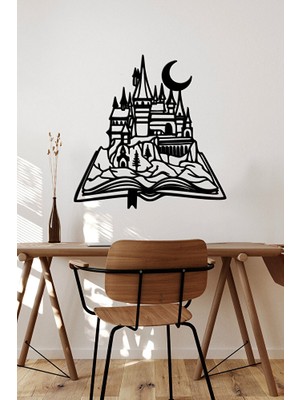 ioadesign Ahşap Duvar Dekoru Tablo - Harry Potter - Hogwarts Silueti