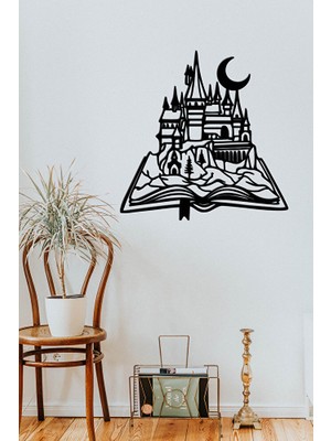 ioadesign Ahşap Duvar Dekoru Tablo - Harry Potter - Hogwarts Silueti