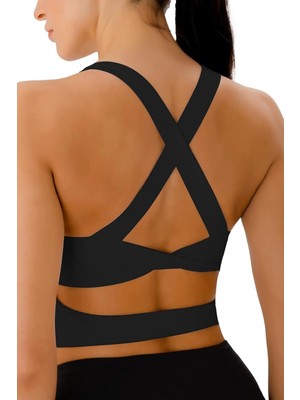 Ghassy Co. Co. Kadın Çarpraz Sırt Detaylı Kaplı Yoga Egzersiz Fitness Spor Sütyeni CRS001