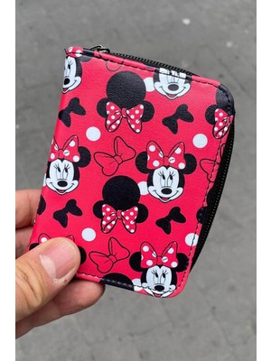 Köstebek Kırmızı Minnie Mouse Kolaj Kısa Cüzdan