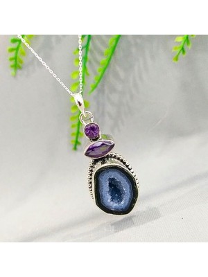 Eysell Jewellery Black Druzy Akik Özel Tasarım Kolye