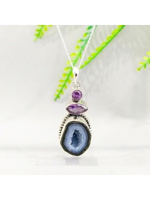 Eysell Jewellery Black Druzy Akik Özel Tasarım Kolye