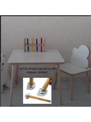 Erka Dizayn Ahşap Çocuk Masa Sandalye Takımı 1 Sandalye 1 Masa