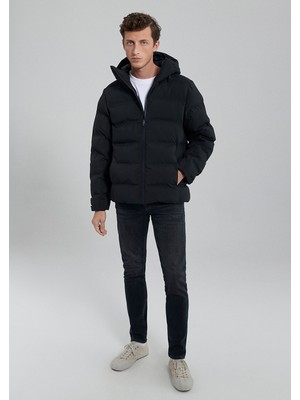 Mavi Siyah Şişme Mont