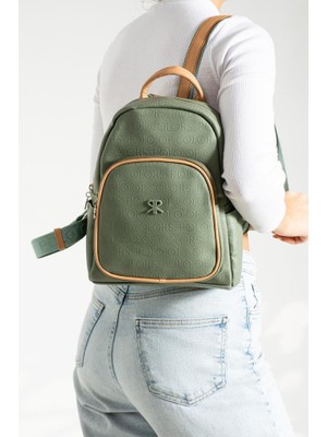 Impolo Asya Yeşiltabagofraj Baskı Kadın Sırt Çantası 27X32 Ebatında