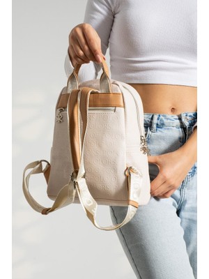 Impolo Asya Kremtabagofraj Baskı Kadın Sırt Çantası 27X32 Ebatında