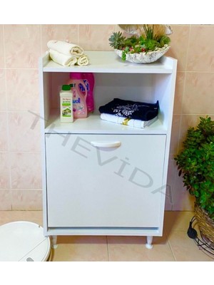 Thevida Çamaşır Sepetli Dolap, Çok Amaçlı Dolap 60 x 90 Raflı, Sepetli