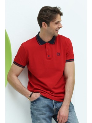Polo State Erkek Regular Kalıp Polo Yaka T-Shirt  Kırmızı