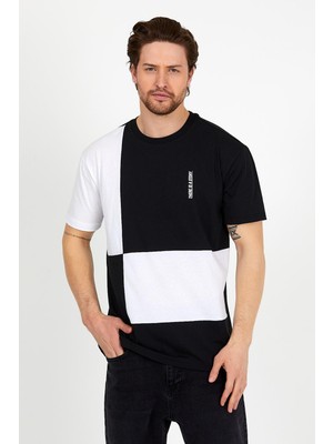 Polo State Erkek Parçalı Basic T-Shirt Siyah-Beyaz