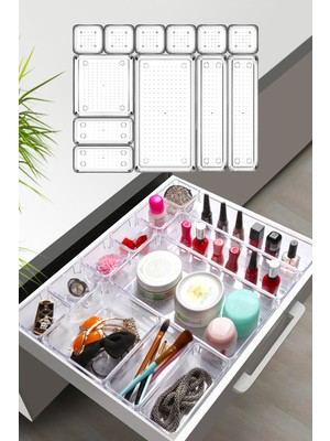 Nandy Home 12 Parça Çekmece Içi Punto Drawer Düzenleyici Organizer Şeffaf