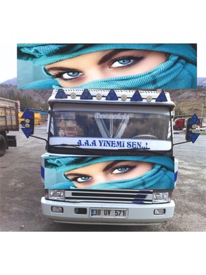 Kamyon Oto Ön Kabin Dijital Baskı Mavi Göz 160X44CM Ölçülerinde