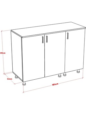 Mobideko Raze Mutfak Dolabı Alt Modül 150 cm (Tezgah Dahil)