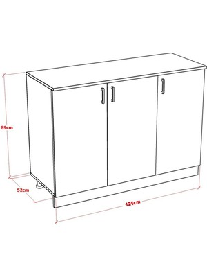 Mobideko Posh Mutfak Dolabı Alt Modül 120 cm (Tezgah Dahil)