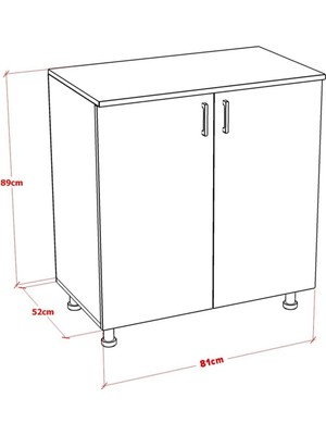 Mobideko Yeza Alt Modül Mutfak Dolabı 80 cm (Tezgah Dahil)