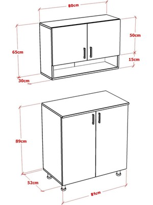 Mobideko Lush Mini Mutfak Dolabı Alt Üst Modül 80 cm (Tezgah Dahil)