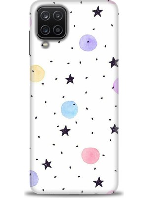 gmotp Samsung Galaxy A12 Kılıf Hd Baskılı - Yıldız ve Daireler