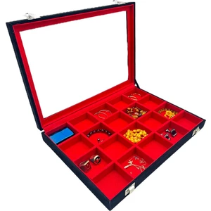 Sezgin Kutu ve Aksesuar Bölmeli Takı ve Aksesuar Kutusu Süet Siyah