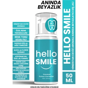 Hello Smile Anında Etkili Diş Jeli 50 ml SLS İçermeyen Hindistan Cevizi Aromalı Çay Kahve Lekesi Giderici
