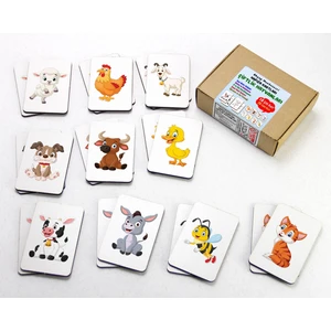 Tasarım Şeker Zeka Kartları Eşleştirme Oyunu, Çiftlik Hayvanları Hafıza Kartları, Ahşap Eğitici Puzzle Oyuncak