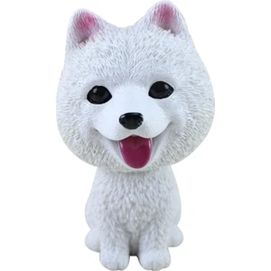 Simülasyon Sallayarak Kafa Köpek Reçine Sevimli Bobble Kafa Köpek Ev/araba Kontrol Paneli Araba Araç Dekorasyonu Için - Samoyed (Yurt Dışından)