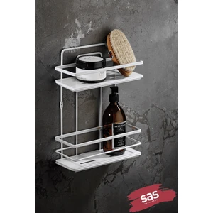 Sas Haus Yapışkanlı Ömür Boyu Paslanmaz Kristal Ayarlanabilir Raf Banyo Düzenleyici Şampuanlık Beyaz - Beyazlş-02 Bb