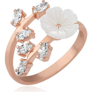 ​gümüş Rose Beyaz Bahar Çiçeği Yüzük