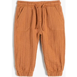 Jogger Pantolon Cep Detaylı Beli Lastikli Dokulu