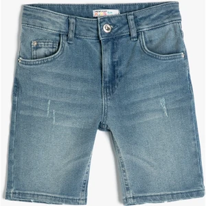 Kot Şort Cepli Destroylu Pamuklu - Slim Fit