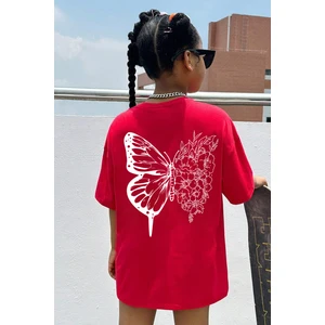 Only Trendwear Çocuk Flower Butterfly Baskılı Pamuklu Tshirt
