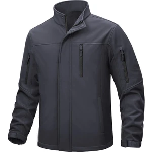 Ghassy Co. Erkek Içi Polarlı Dik Yaka Su ve Rüzgar Geçirmez Softshell Mont