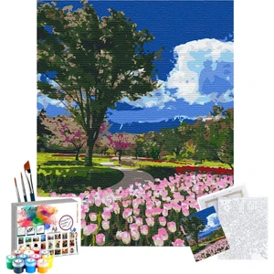 Sayılarla Boyama Seti 40 x 50 cm Tuval Şasesine Gerili Kır Bahçesi