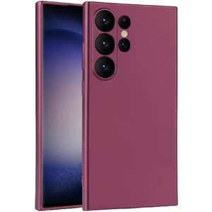 Case 4u Galaxy S24 Ultra Kılıf Kamera Korumalı Klasik Mat Renkli Yumuşak Premier Silikon Mürdüm