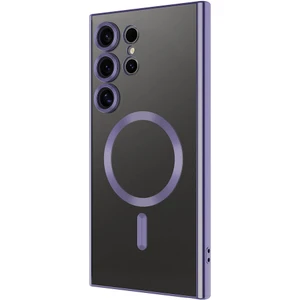 Case 4u Galaxy S24 Ultra Kılıf Kamera Lens Korumalı Magsafe Şarj Kılıfı Şeffaf Renkli Yumuşak Demre Kapak Derin Mor