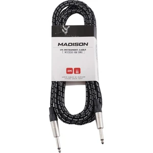 Örgülü Kumaş Gitar Kablosu 6 Metre - SİYAH BEYAZ DAMALI