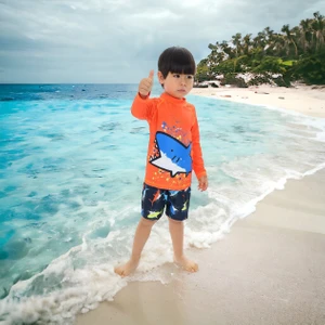 Lolli Boom Kids  Erkek Çocuk Güneş Korumalı Uzun Kol Şort Mayo Takımı - Jaws