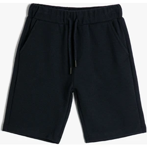 Basic Şort Dokulu Beli Bağlamalı