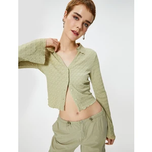 Uzun Çan Kol Gömlek Dokulu Slim Fit