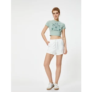 Pamuklu Mini Şort Cepli Beli Bağlamalı