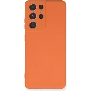 Samsung Galaxy S21 Ultra Kılıf Nano Içi Kadife  Silikon - Turuncu 300099