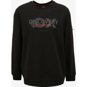 Discovery Expedition Siyah Erkek Bisiklet Yaka Baskılı Sweatshirt DS4M-SWT3238