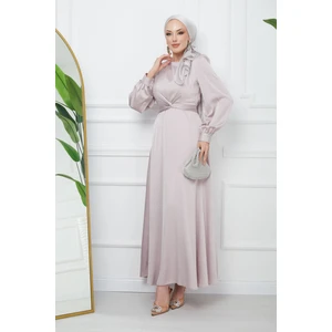 Taş Bağlama Detaylı Saten Abiye