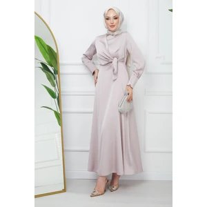 Taş Bağlamalı Saten Abiye