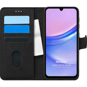 Samsung Galaxy A15 Kılıf Fabric Book Wallet Siyah